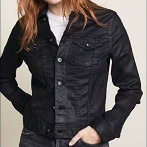Ag Coated Robyn Jacket, Black Laquered Denim, M/L